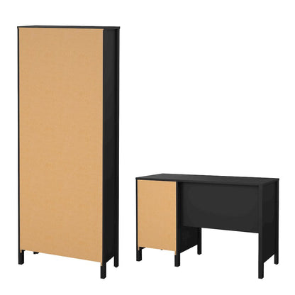 Madrid 2-Piece Home Office Set with Desk and Bookcase, Matte Black