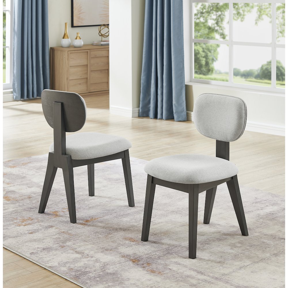 Valencia 7-Piece 80" Oval Gray Oak Finish Dining Set with Dual Pedestal Base