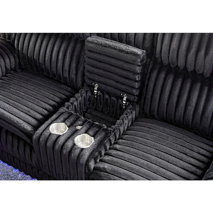 U8686 Black Pwr Console Rec Loveseat With Led And Hidden Drawer