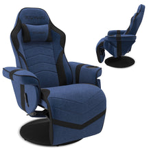 900 Console Gaming Recliner with Footrest and Lumbar Support, Blue Fabric
