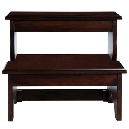 Dark Brown Wooden Step Stool for Adults and Kids with Durable Design
