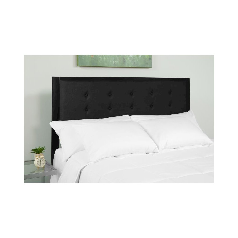 Metal Tufted Upholstered King Size Headboard in Black Fabric