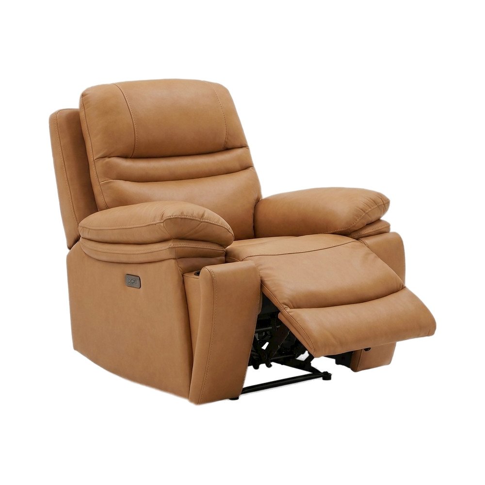 Leather Power Recliner Chair, Top Grain Upholstery, USB & USB-C, 360 lb Support