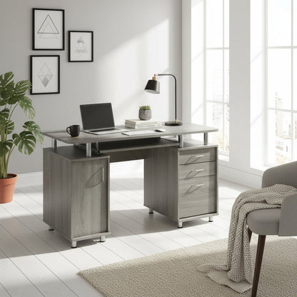 Techni Mobili Complete Workstation Computer Desk with Storage - Grey