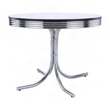 42-inch Round Dining Table with White MDF Top and Chrome Metal Base