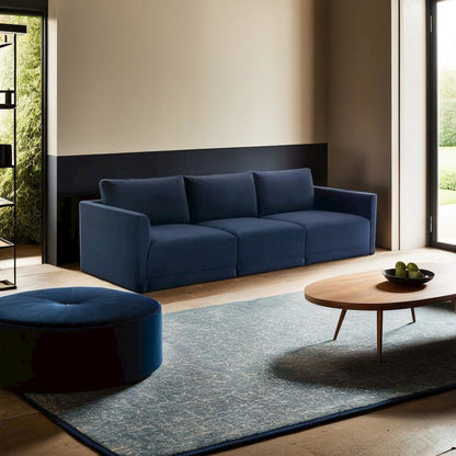 Elegant Modular Sofa in Navy Velvet with Plywood Frame for Modern Living