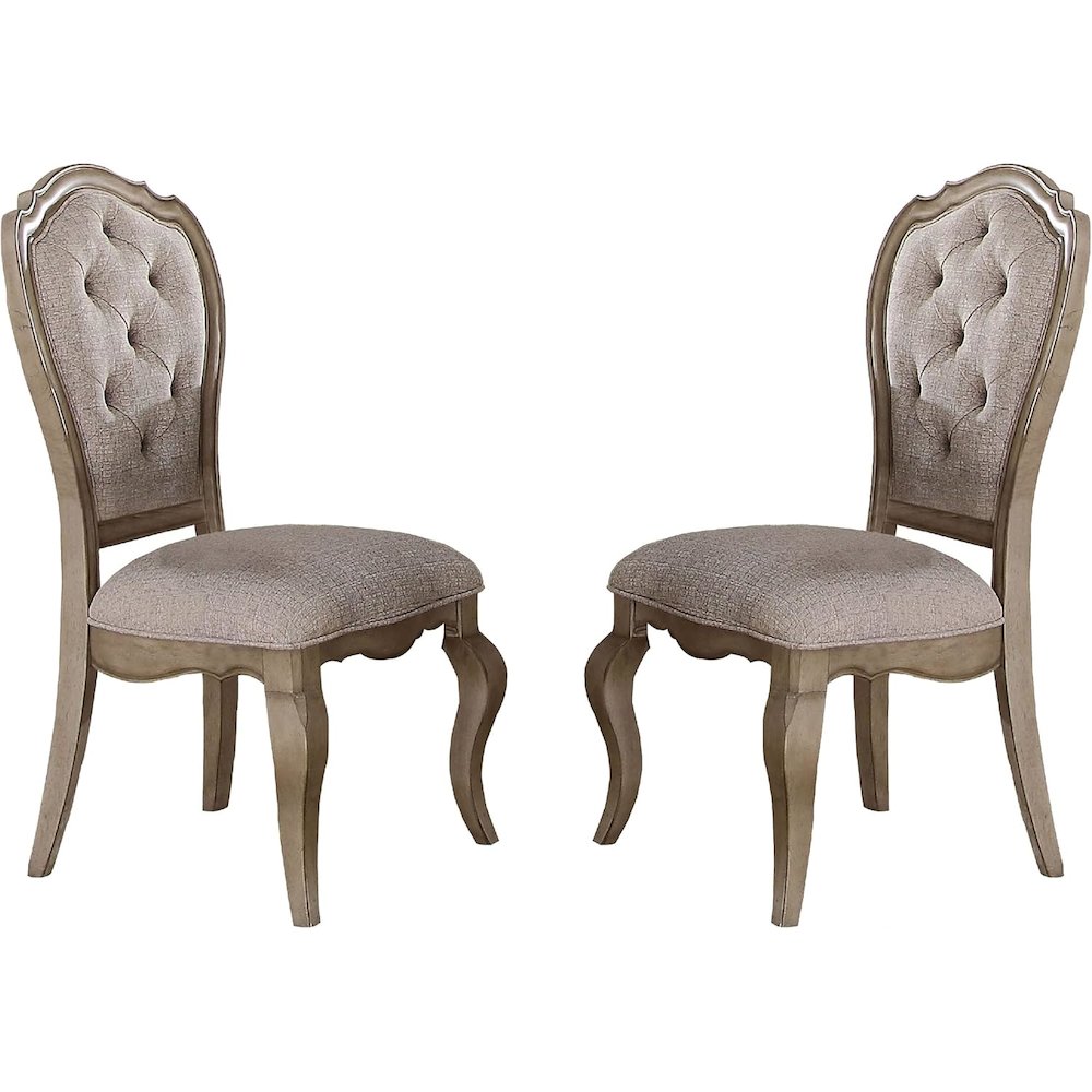 Chelmsford Side Chair (Set-2), Beige Fabric & Antique Taupe