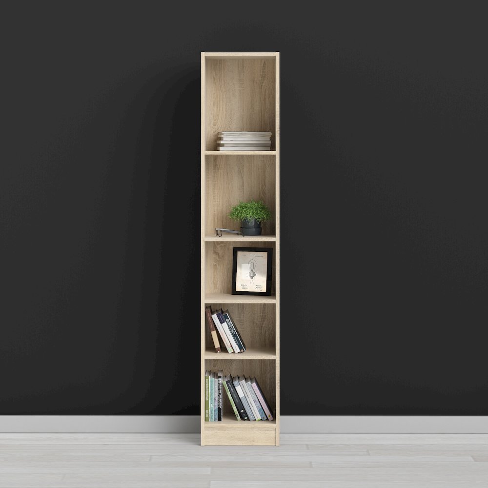 Element Tall Narrow 5-Shelf Office Bookcase, Oak Structure