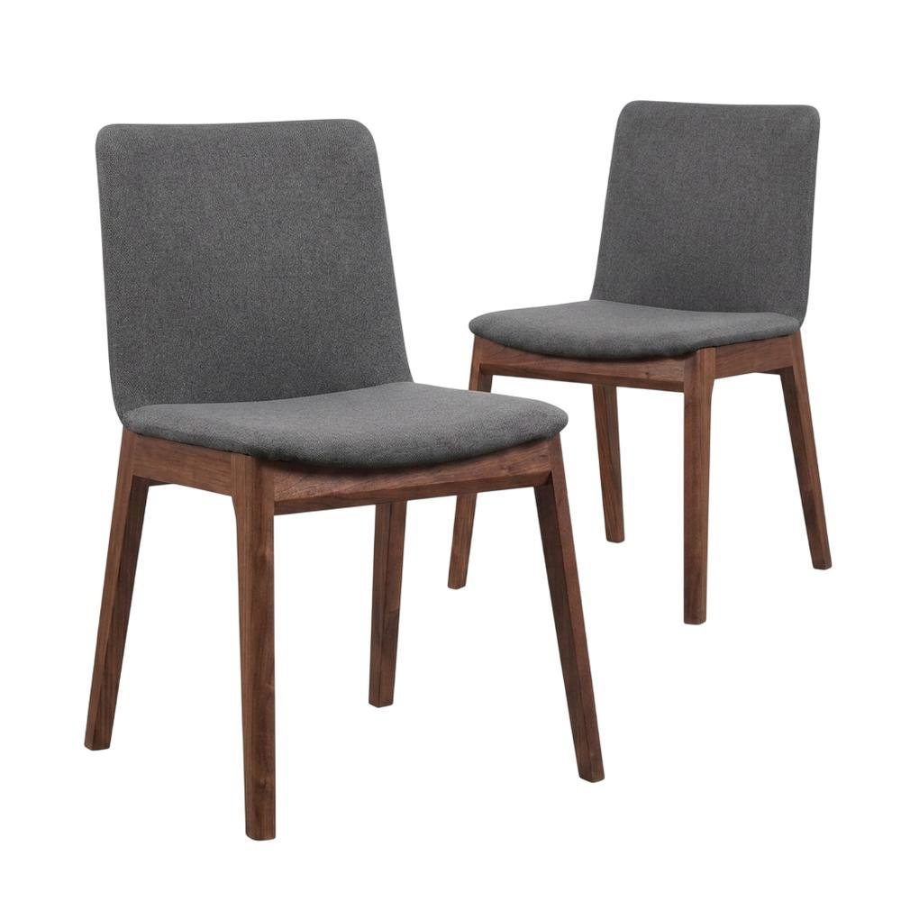 Mid-Century Dining Chairs Set of 2, Upholstered Accent Chair, Dining Room,Gray