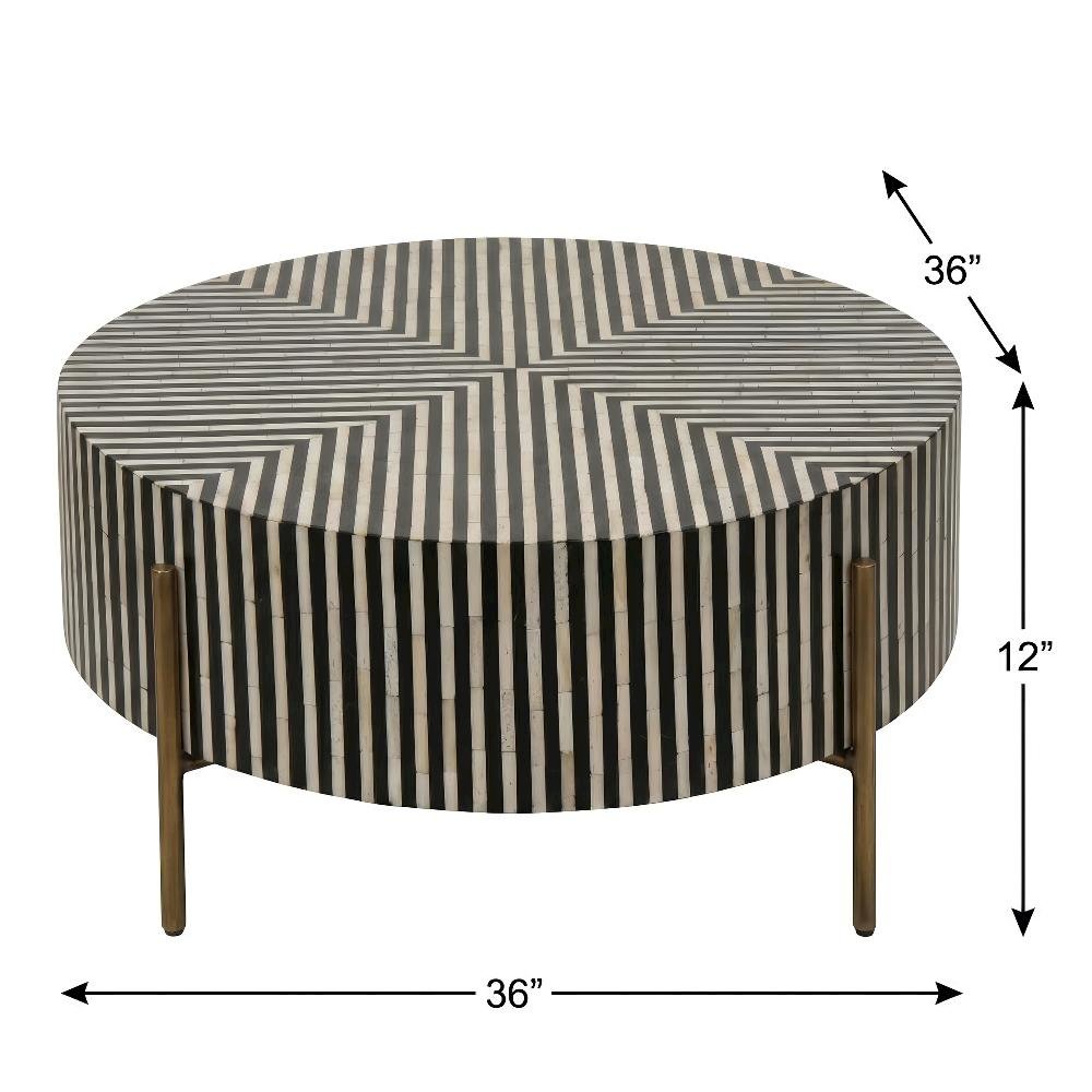Multicolor Camel Bone Coffee Table with Iron Legs and Semi-Gloss Finish