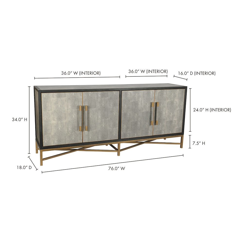 Gray Sideboard Cabinet with Brass Detailing Unique Credenza