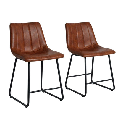 Upholstered Counter Stools Set of 2, Contemporary Bar Stools with Footrest,Brown