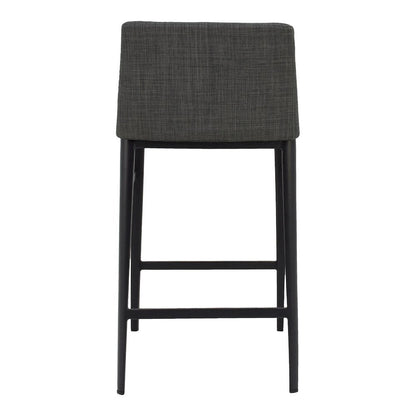 Modern Bar Stool Gray Upholstered Seating Comfy Bar Stool With Steel Frame