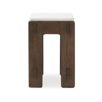 Oak Counter Stool Upholstered Backless Seat Minimalist Bar Stool Design