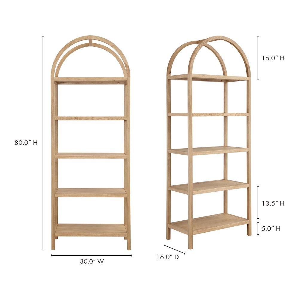 Elegant Tall Brown Wooden Bookcase, 4 Tier Shelf Bookshelf