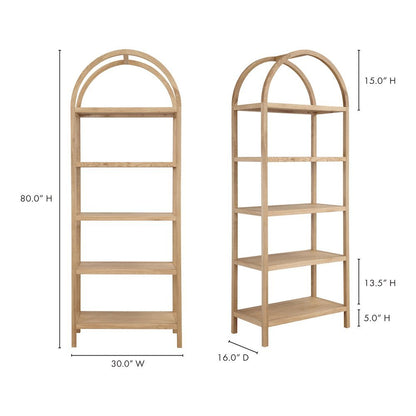 Elegant Tall Brown Wooden Bookcase, 4 Tier Shelf Bookshelf