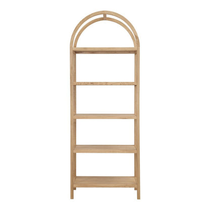 Elegant Tall Brown Wooden Bookcase, 4 Tier Shelf Bookshelf
