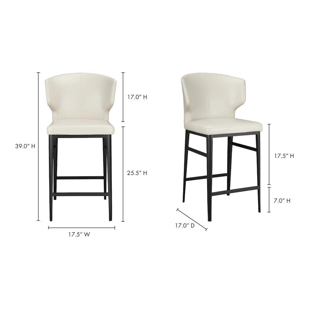 Mid Century Bar Stool Beige Upholstered Modern Counter Height Seating