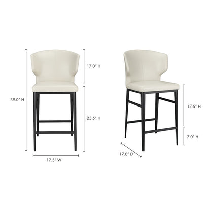 Mid Century Bar Stool Beige Upholstered Modern Counter Height Seating