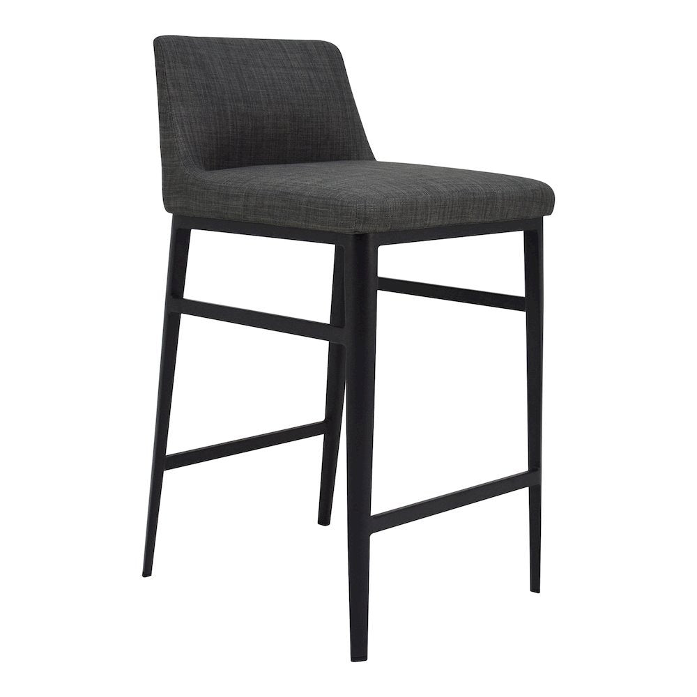 Modern Bar Stool Gray Upholstered Seating Comfy Bar Stool With Steel Frame