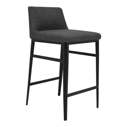 Modern Bar Stool Gray Upholstered Seating Comfy Bar Stool With Steel Frame