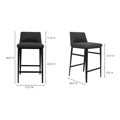 Modern Bar Stool Gray Upholstered Seating Comfy Bar Stool With Steel Frame
