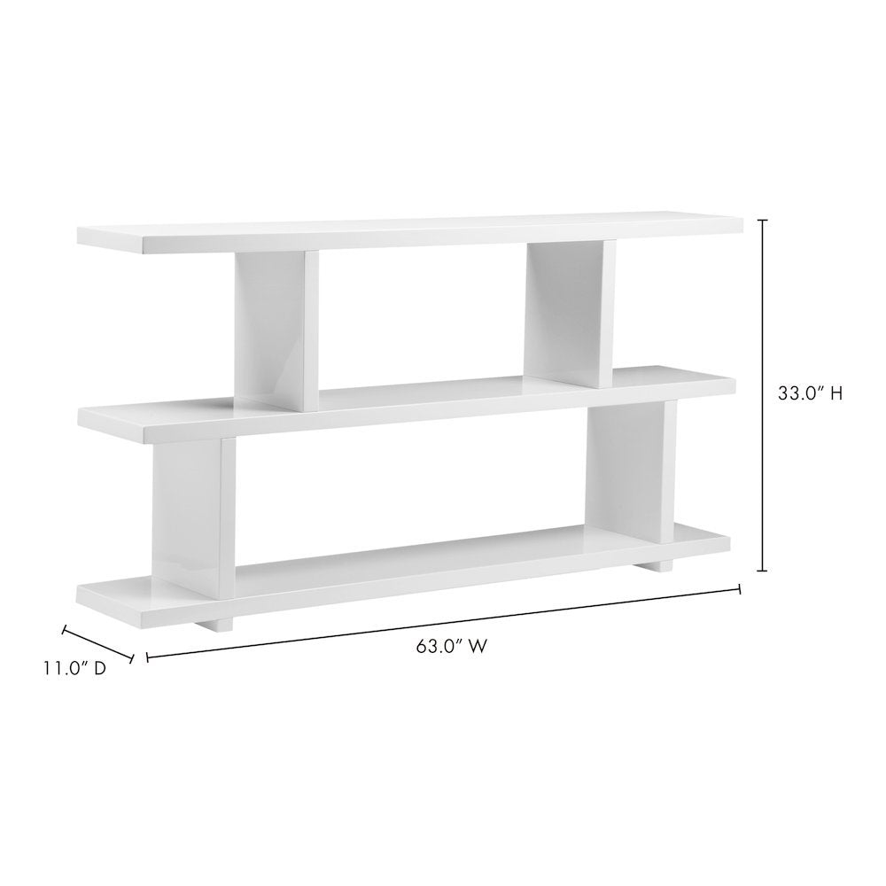 White Bookshelf – Small Wooden Bookshelf with 2 Tier Storage Shelves