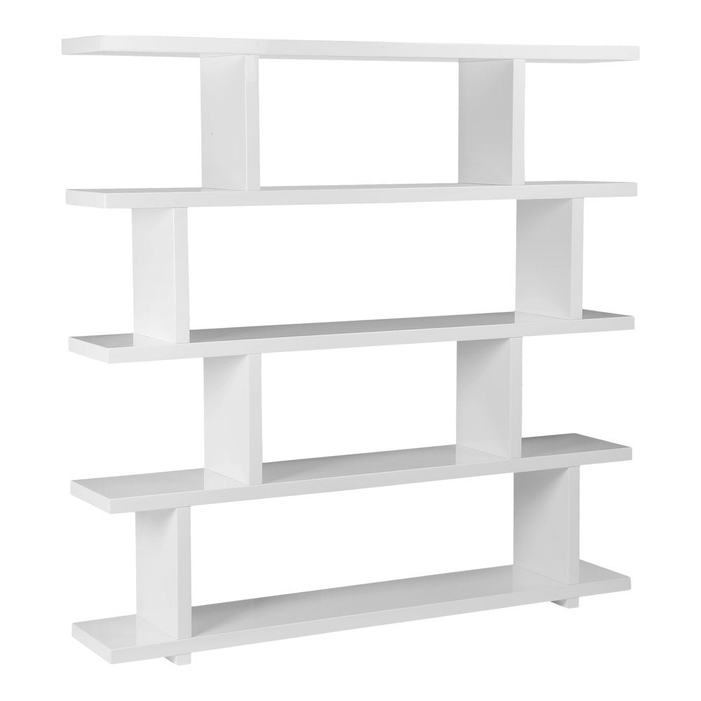 White Wood Bookshelf – Large Modern Wood Bookcase with 4 Tier Shelf