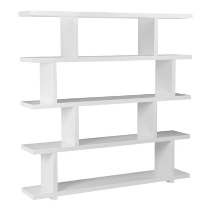 White Wood Bookshelf – Large Modern Wood Bookcase with 4 Tier Shelf