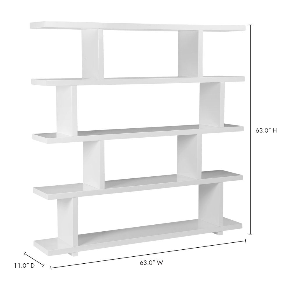 White Wood Bookshelf – Large Modern Wood Bookcase with 4 Tier Shelf