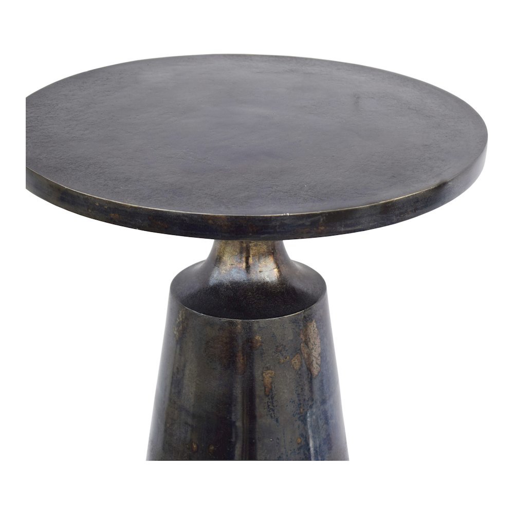 Sculptural Gray Metal Accent Table for Small Spaces in Lightweight Aluminum