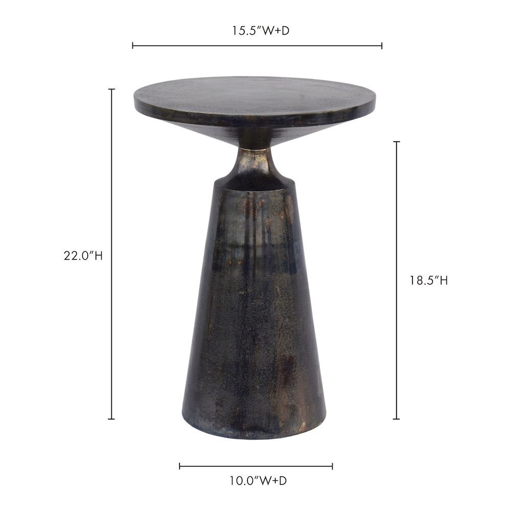 Sculptural Gray Metal Accent Table for Small Spaces in Lightweight Aluminum