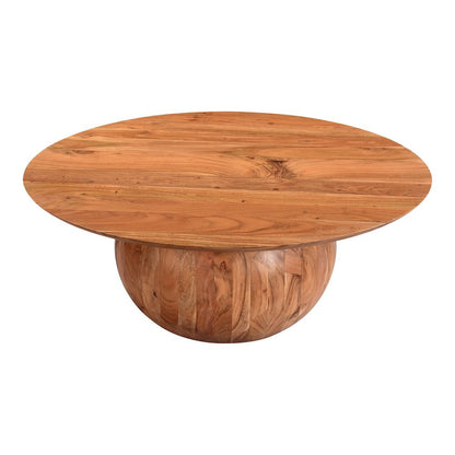 Brown Round Wood Coffee Table – Unique Wooden Coffee Table with Modern Design