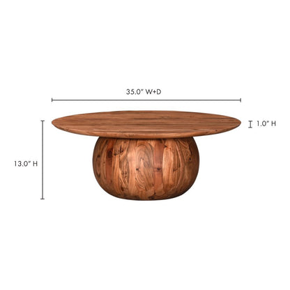 Brown Round Wood Coffee Table – Unique Wooden Coffee Table with Modern Design