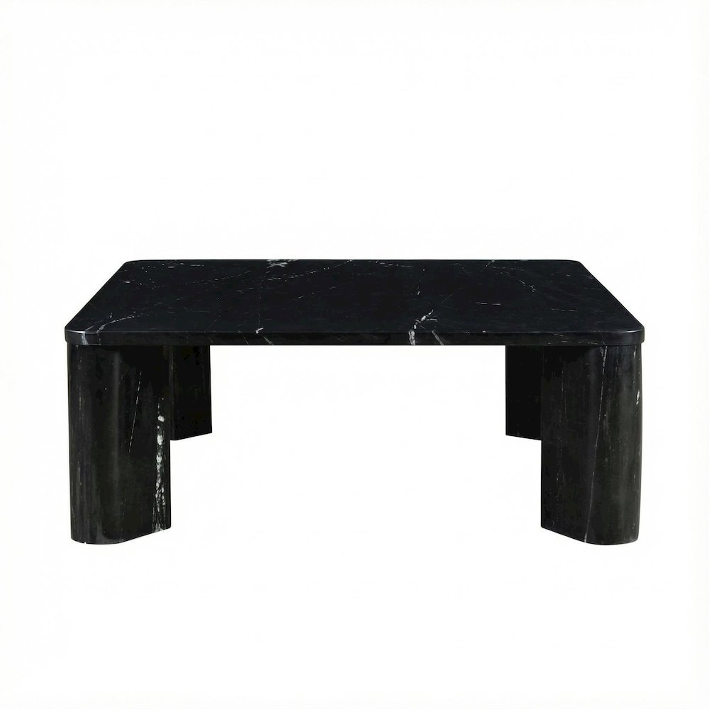 Coffee Table Black Marble Top with Metal Frame Modern Handmade Design