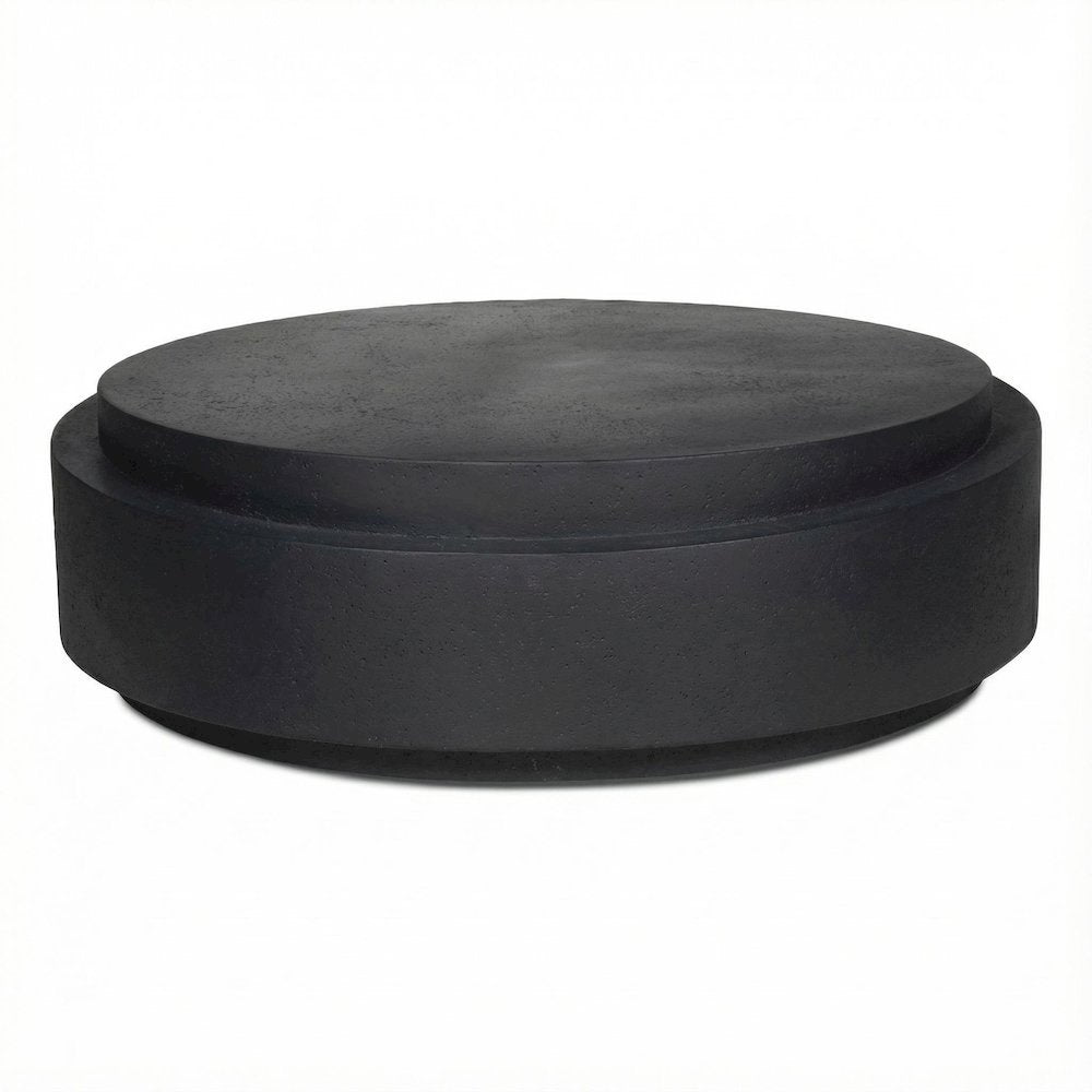 Black Concrete Coffee Table with Stone Surface and Contemporary Design