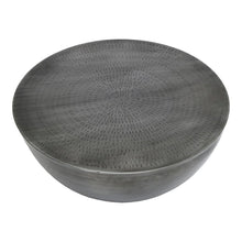 Round Drum Iron Coffee Table with Unique Design and Antique Zinc Finish