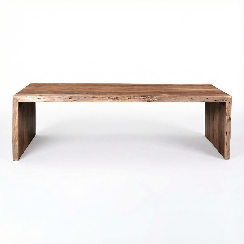 Brown Acacia Wood Coffee Table with Scandinavian Design and Matt Finish