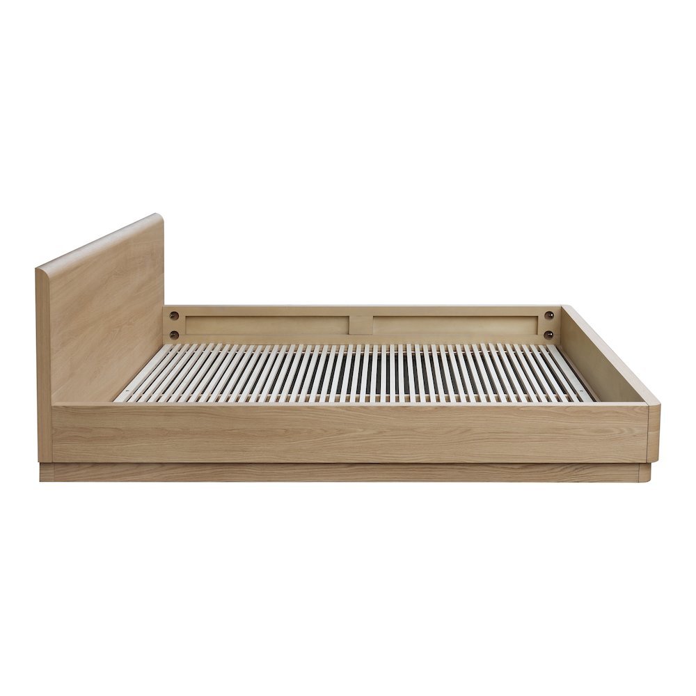 Solid Wood Bed Frame King Size Bed Frame with Walnut Oak Veneer Finish