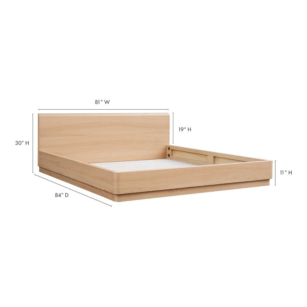 Solid Wood Bed Frame King Size Bed Frame with Walnut Oak Veneer Finish