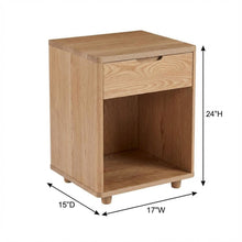 Oak Nightstand with Soft Close Drawer and Solid Wood Frame