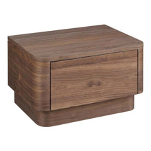 Walnut Brown Small Nightstand with Soft Close Drawer and Wood Frame Storage