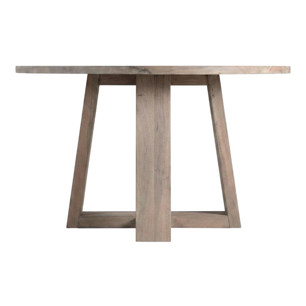 Solid Acacia Round Dining Table, Scandinavian Kitchen Table for Dining Room,Gray