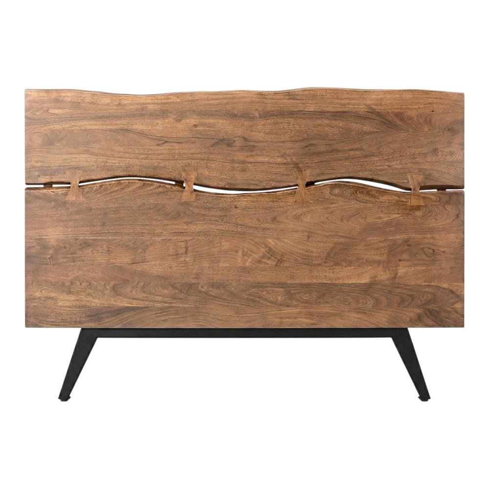Queen Platform Bed with Headboard, Industrial Wood Bed Frame for Bedroom,Brown