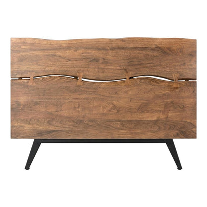 Queen Platform Bed with Headboard, Industrial Wood Bed Frame for Bedroom,Brown