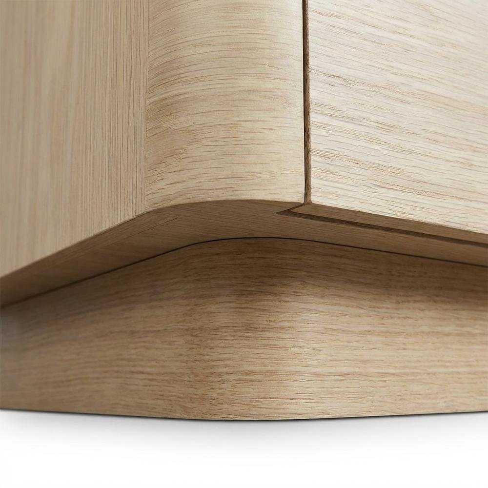Small Nightstand in Light Oak with Scandinavian Style and Soft Close Drawer