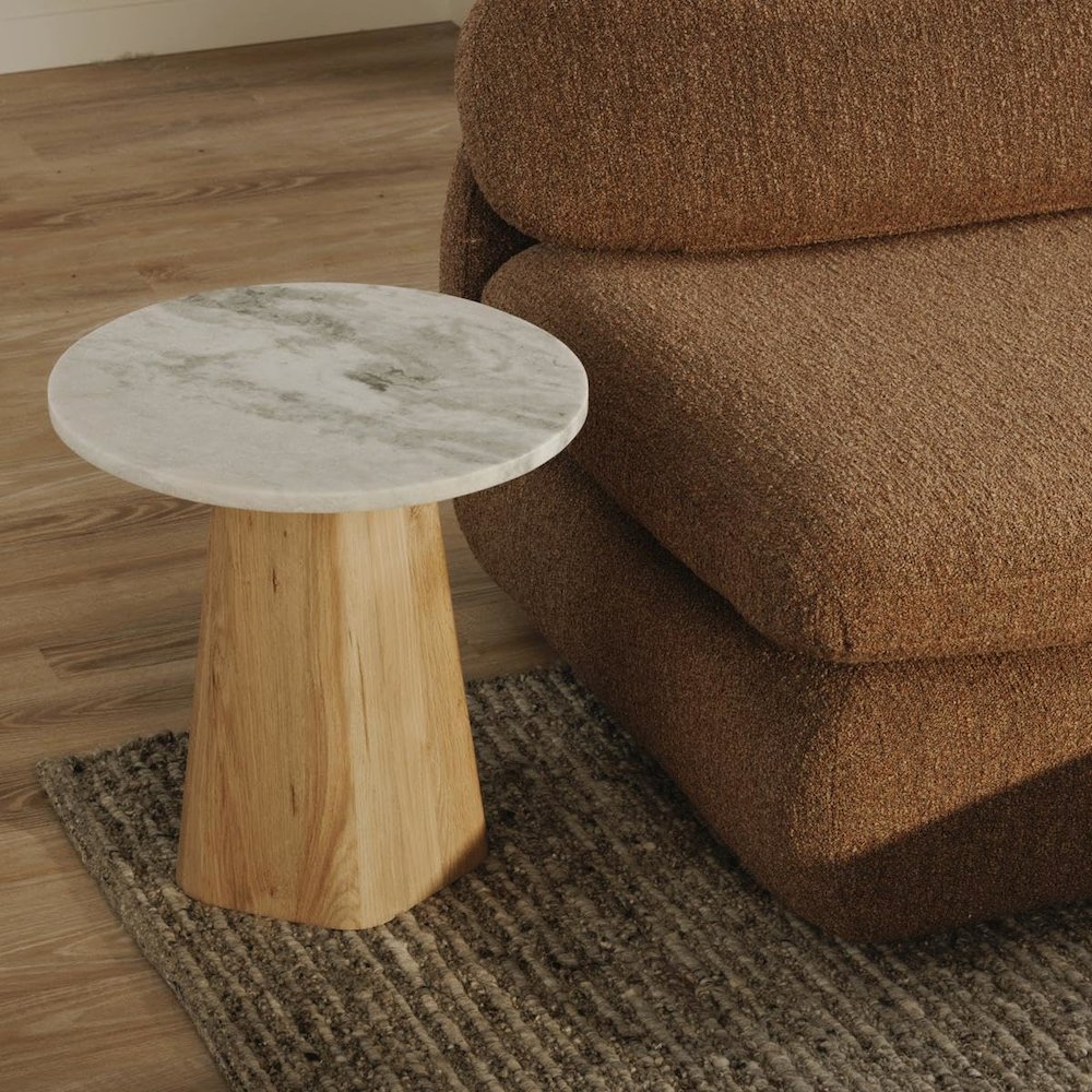 Evelyn Accent Table Ashen Grey Matrix Marble