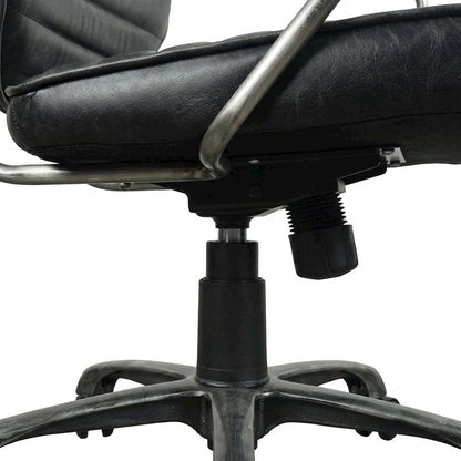 Leather Upholstered Executive Office Chair, Industrial Swivel Desk Chair,Black