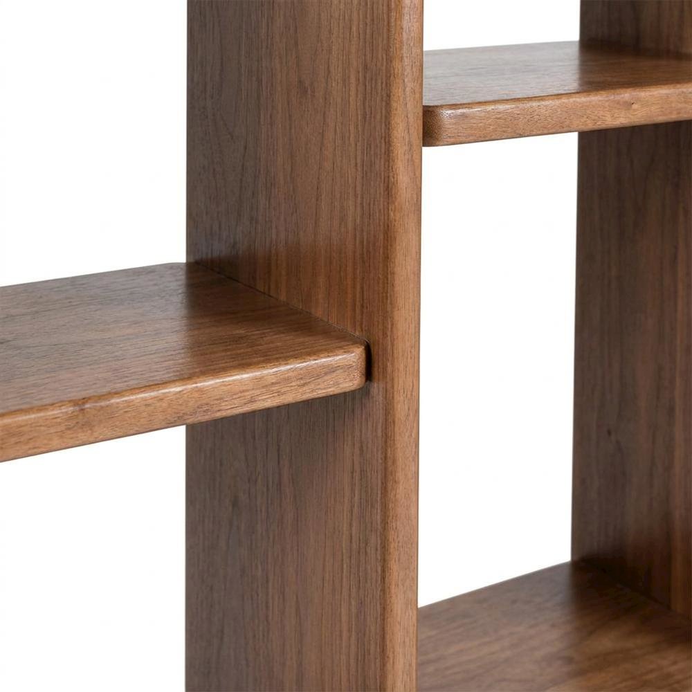 Solid Acacia Wood Open-Shelf Tall Bookcase with Dowel Joinery, 12 Shelves