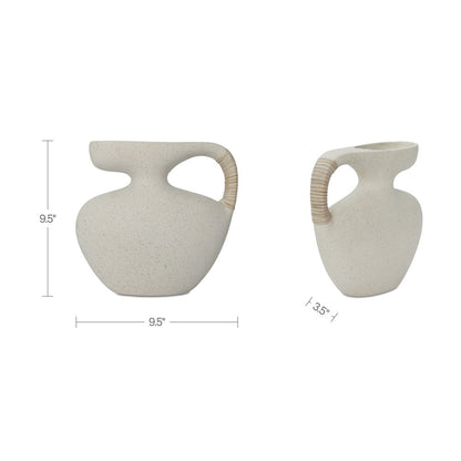 Vila 9.5In Sculptural Vessel Cream White